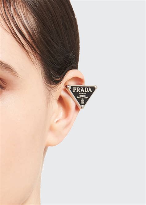 prada logo earrings|Prada triangle earrings.